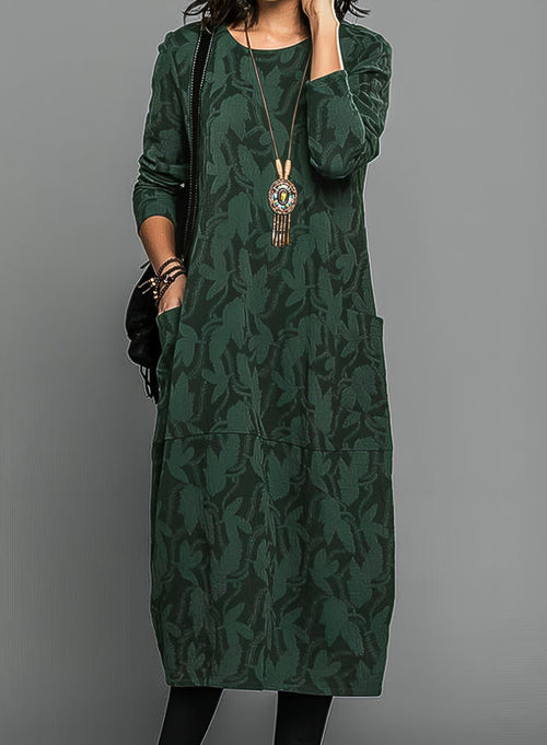 Women’s Long Sleeve Midi Dress with Elegant Silhouette