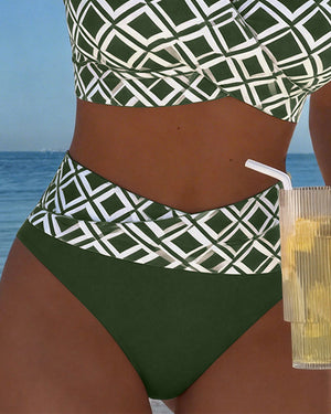 Women's Checkered Bikini Set with Underwire Support