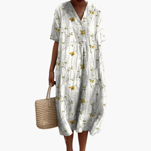 Women's Floral V-Neck Summer Midi Dress