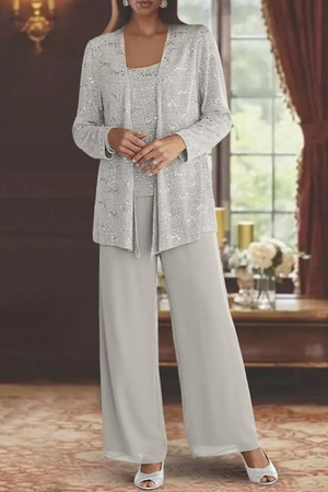 Sequin Lace Three Piece Suit Wide Leg Women