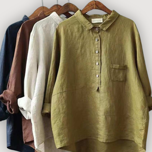 Women’s Relaxed Fit Linen Button-Up Blouse