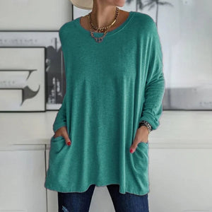 Women's Oversized Pocket Long Sleeve Tunic Top