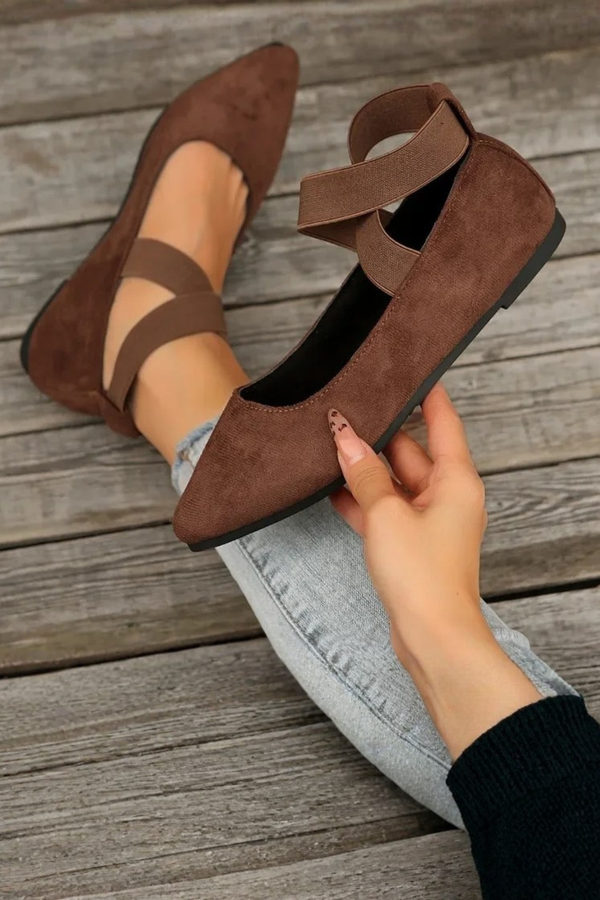 Women’s Pointed Toe Ballet Cross Strap Slip-On Comfort Shoes
