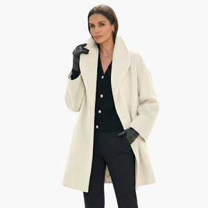 Elegant Mid-Length Women's Coat Wide Collar
