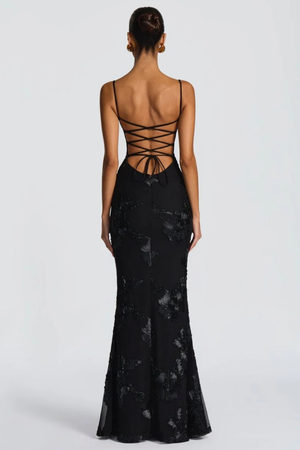 Women’s Floral Mermaid Strapless Lace-Up Back Formal Maxi Dress