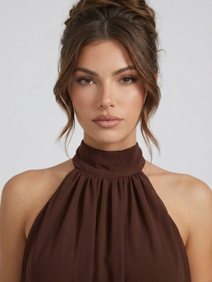 Vestido mini sin espalda para mujer con escote halter