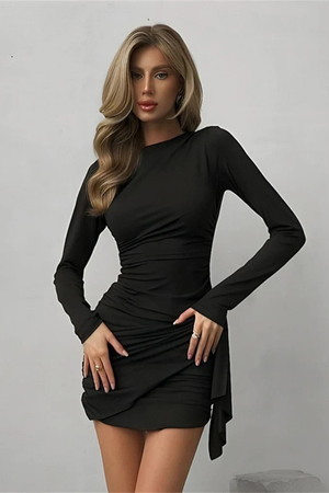 Women’s Long Sleeve Ruched Bodycon Mini Dress
