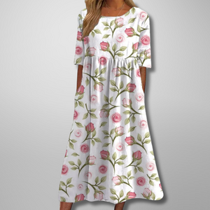 Vestido midi con brisa botánica para mujer