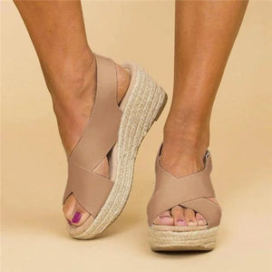Sandalias de cuña con plataforma de alpargata y puntera abierta para mujer