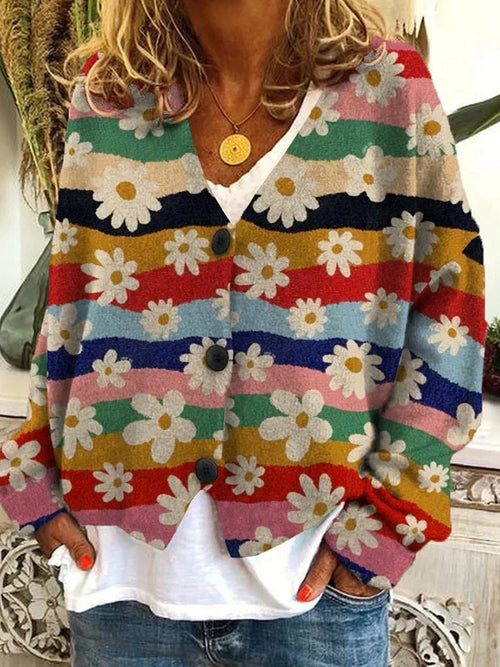 Women's Floral Print Button-Front Cardigan