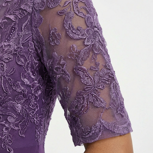 Women's Lace Midi Dress with Half-Sleeves