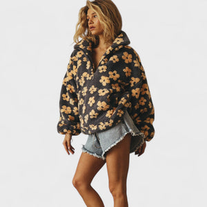 Women's Polar Fleece Pullover with Floral Print