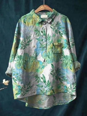 Women’s Floral Button Up Loose Long Sleeve Blouse