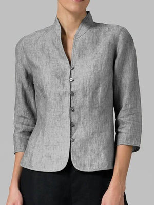 Women’s Elegant Mandarin Collar Button-Front Blouse