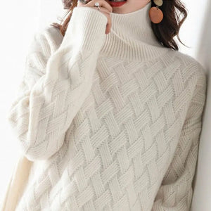 Cable Knit Women’s Turtleneck Sweater Cozy Pullover