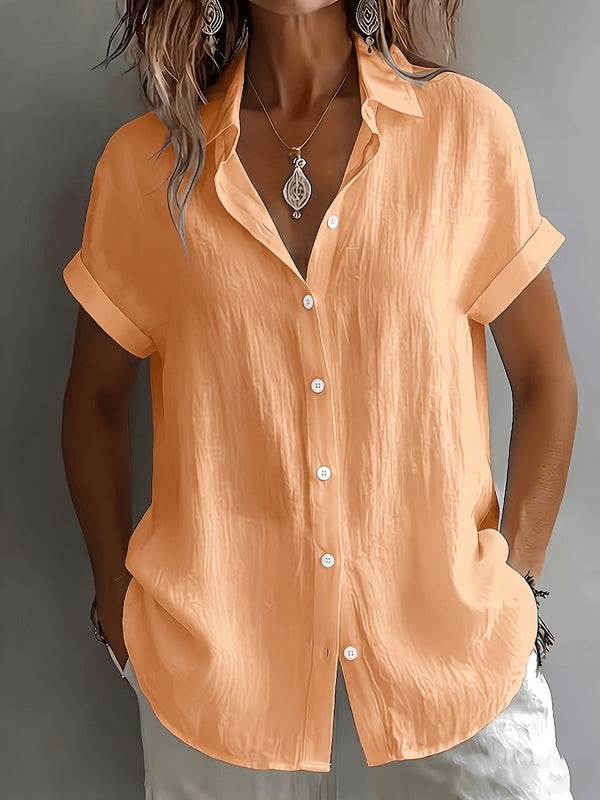 Women's Relaxed Fit Short Sleeve Button-Up Shirt