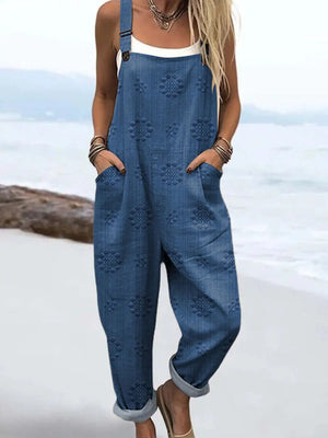 Women's Relaxed Sleeveless Jumpsuit with Pockets