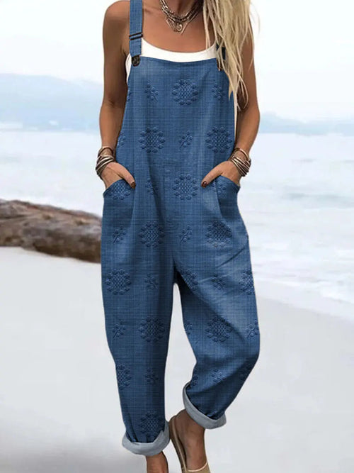 Women's Relaxed Sleeveless Jumpsuit with Pockets
