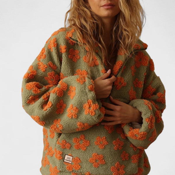 Women's Polar Fleece Pullover with Floral Print