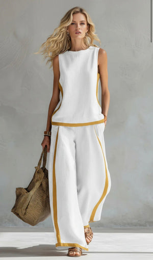 Women's Two Piece Wide Leg Pants Set with Sleeveless Top