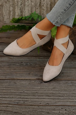 Women’s Pointed Toe Ballet Cross Strap Slip-On Comfort Shoes