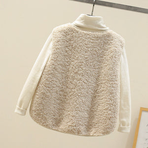 Women's Cosy Teddy Fleece Button-Front Vest with Front Pocket