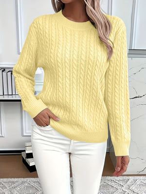 Women's Cable Knit Sweater with Relaxed Fit