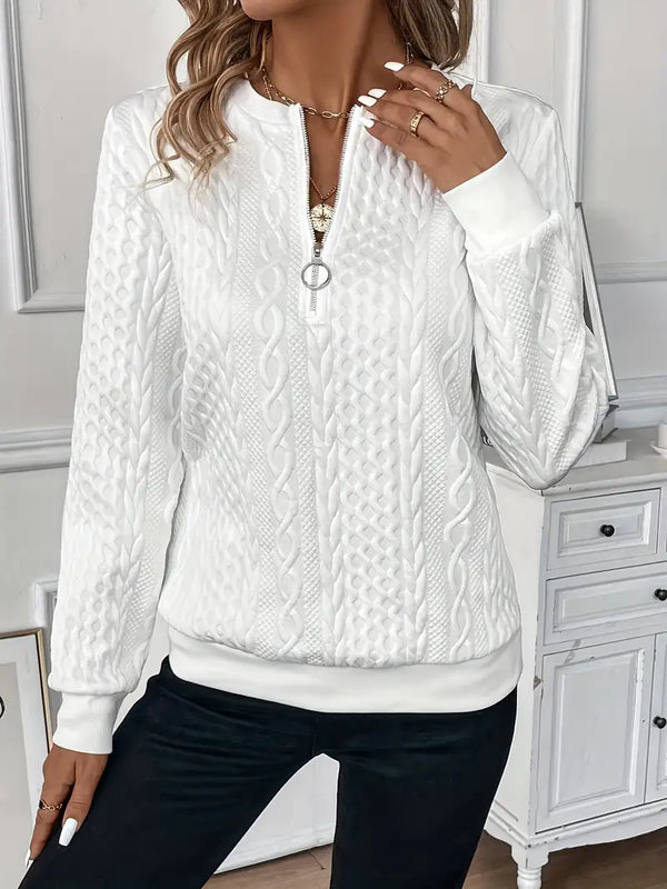 Women's Long Sleeve Zipper Sweater Loose Fit