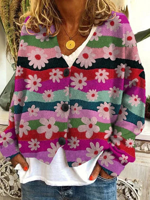 Women's Floral Print Button-Front Cardigan
