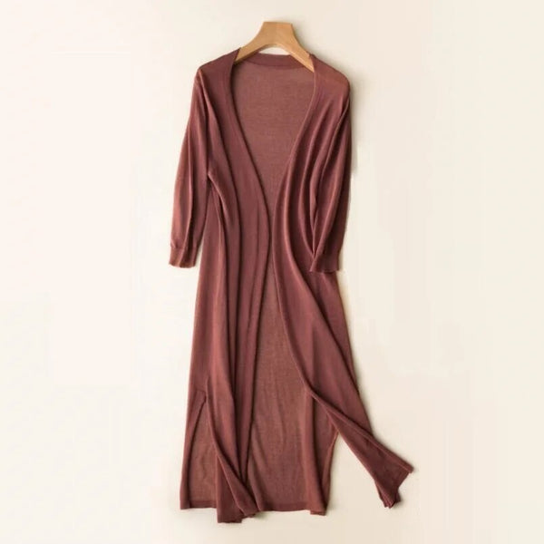 Women's Long Knitted Cardigan Open Front