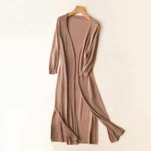 Women's Long Knitted Cardigan Open Front