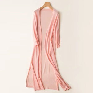 Women's Long Knitted Cardigan Open Front