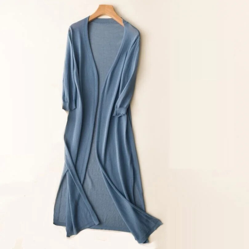 Women's Long Knitted Cardigan Open Front