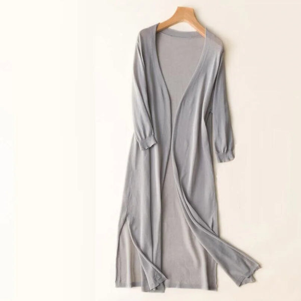 Women's Long Knitted Cardigan Open Front