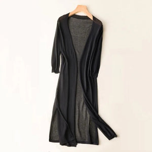 Women's Long Knitted Cardigan Open Front