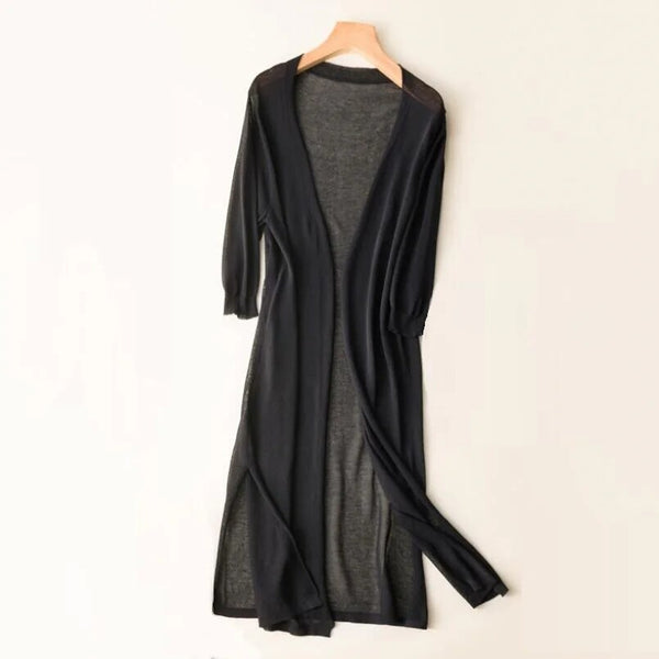 Women's Long Knitted Cardigan Open Front