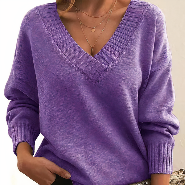 Women’s Cozy Oversized V-Neck Pullover Sweater