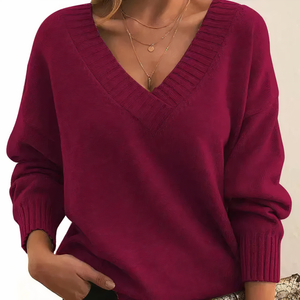 Women’s Cozy Oversized V-Neck Pullover Sweater