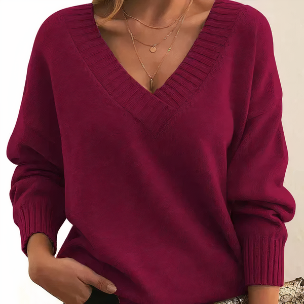 Women’s Cozy Oversized V-Neck Pullover Sweater
