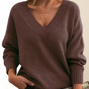 Women’s Cozy Oversized V-Neck Pullover Sweater