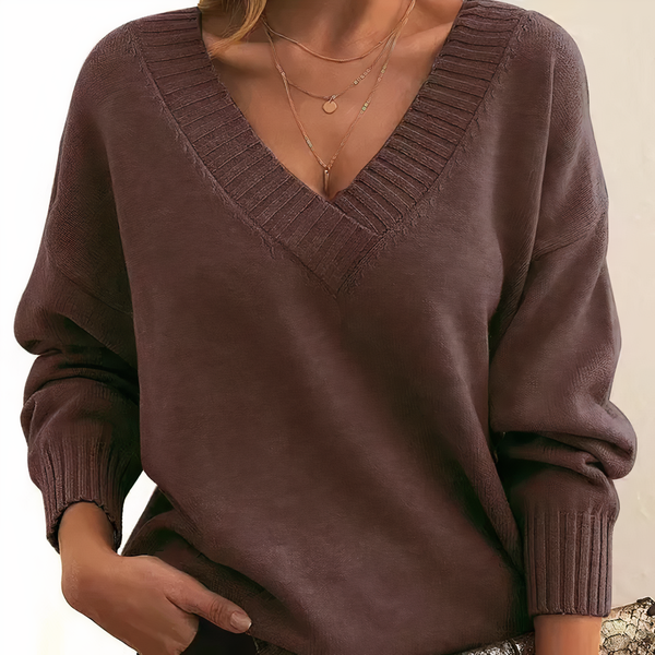 Women’s Cozy Oversized V-Neck Pullover Sweater