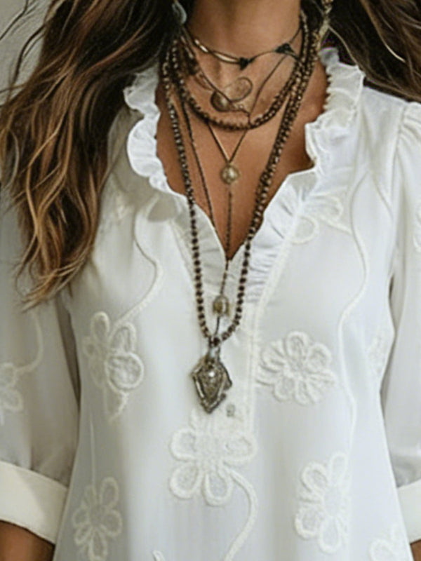 Women's Embroidered Bohemian Maxi Dress