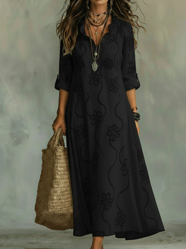 Women's Embroidered Bohemian Maxi Dress