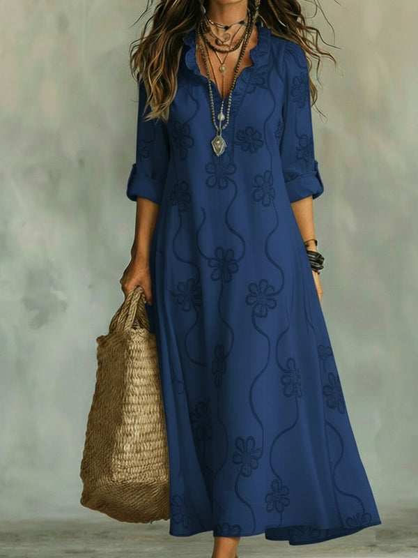 Women's Embroidered Bohemian Maxi Dress