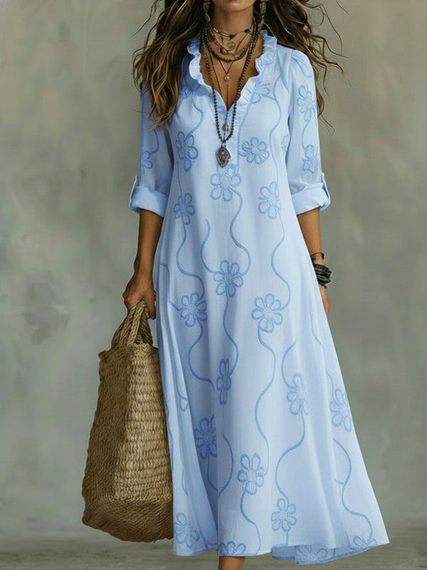 Women's Embroidered Bohemian Maxi Dress