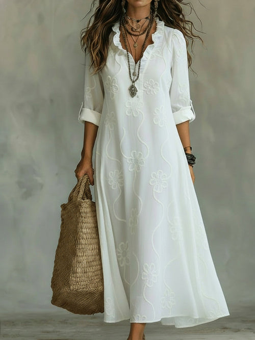 Women's Embroidered Bohemian Maxi Dress