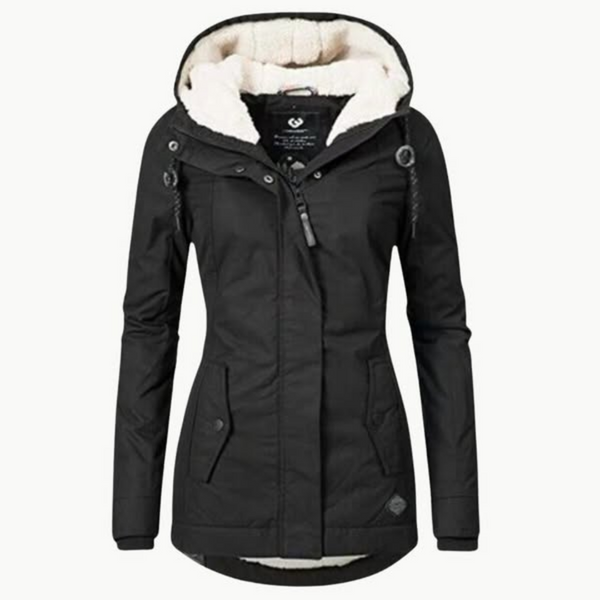 Women's Waterproof Winter Coat with Hood and Longline Design