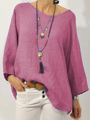 Relaxed Oversized Linen-Style Blouse for Women