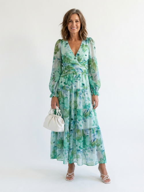 Women's Long Sleeve Floral Maxi Dress