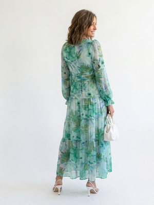 Women's Long Sleeve Floral Maxi Dress